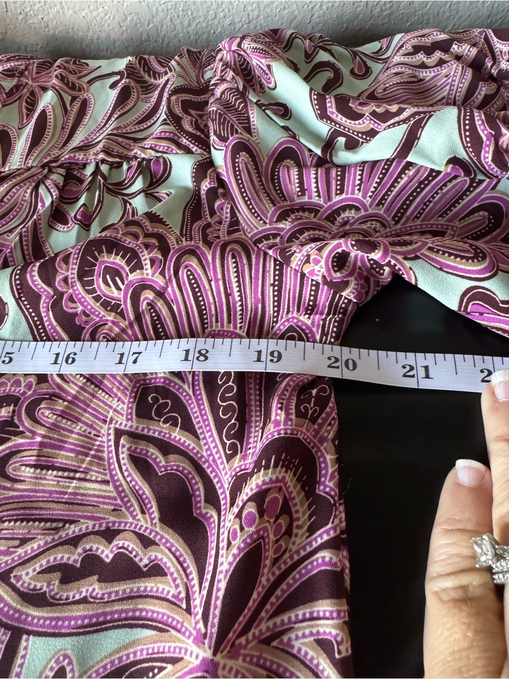 LOFT NWT Paisley Floral Blouse Size Small Mint Purple Split Neck Long Sleeve - Picture 9 of 12